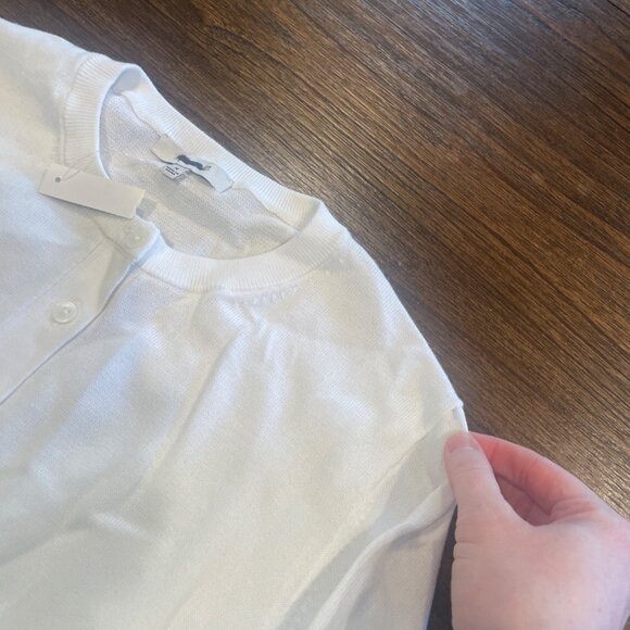 NWT Madewell Women's Sz M White Crewneck Cardigan in 100% Cotton Slim NV972 - Picture 4 of 12